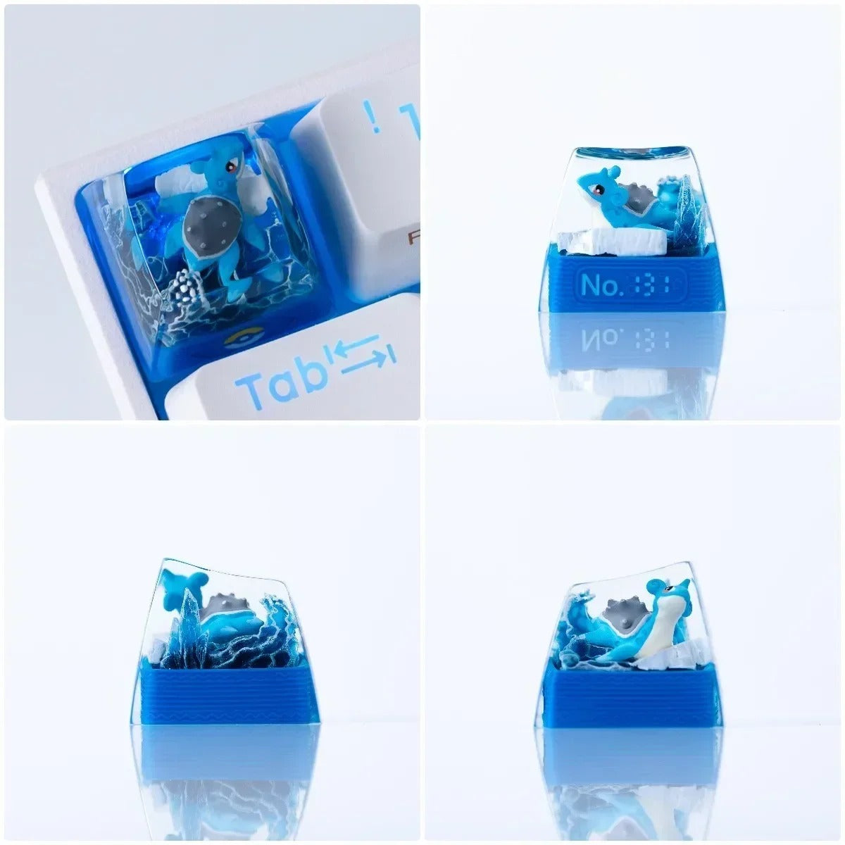 Tecla artesanal Pokémon con escenario 3D en resina | Coleccionable para teclado mecánico